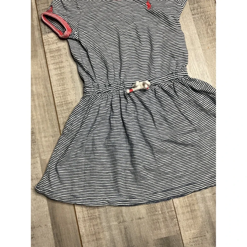 Polo Ralph Lauren Girls 3T Navy Blue White Striped Nautical Dress Red Accents